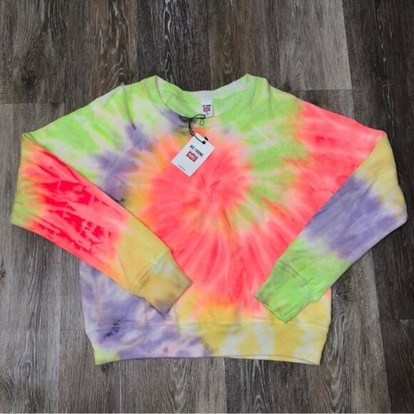 Hanes ReDone Neon Spiral Dye Raglan Crewneck XS NWT - Picture 3 of 7
